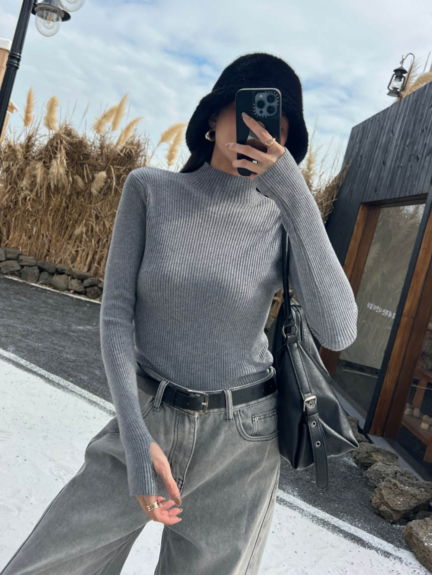 坑紋中領套手指針織打底上衣*5色