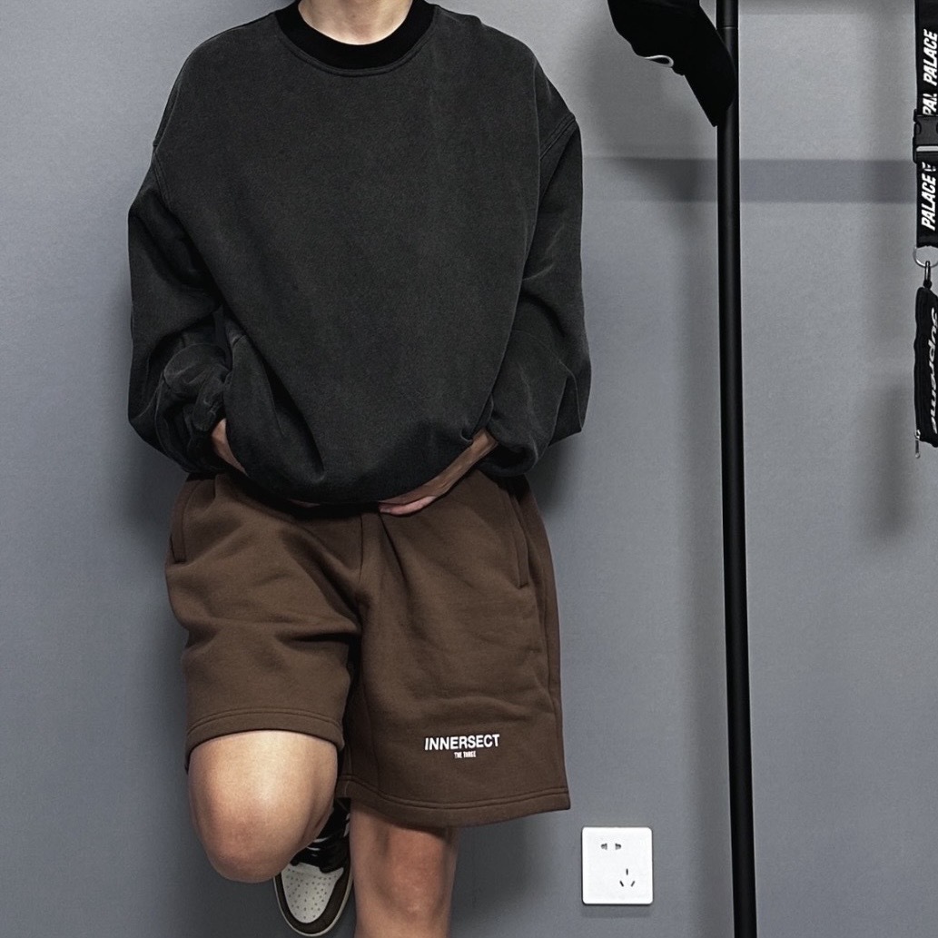 INNERSECT 三生萬物 純色針織短褲 潮牌 美式寬鬆 休閒運動 夏季基礎款 INN23SSBSP14