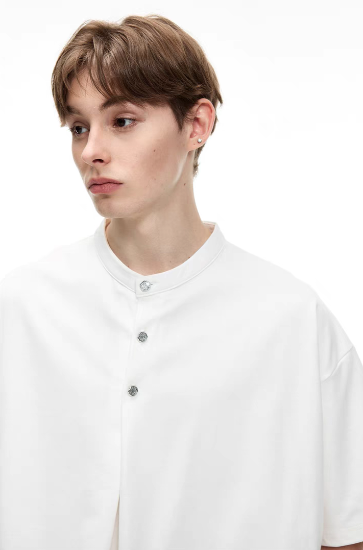 099. Grandad Collar Oversized Shirt