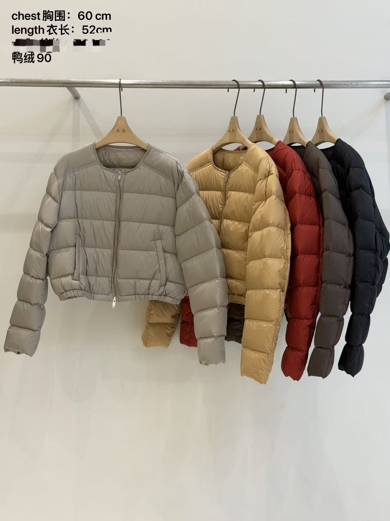 AB5211 鴨絨短版雙拉鏈外套