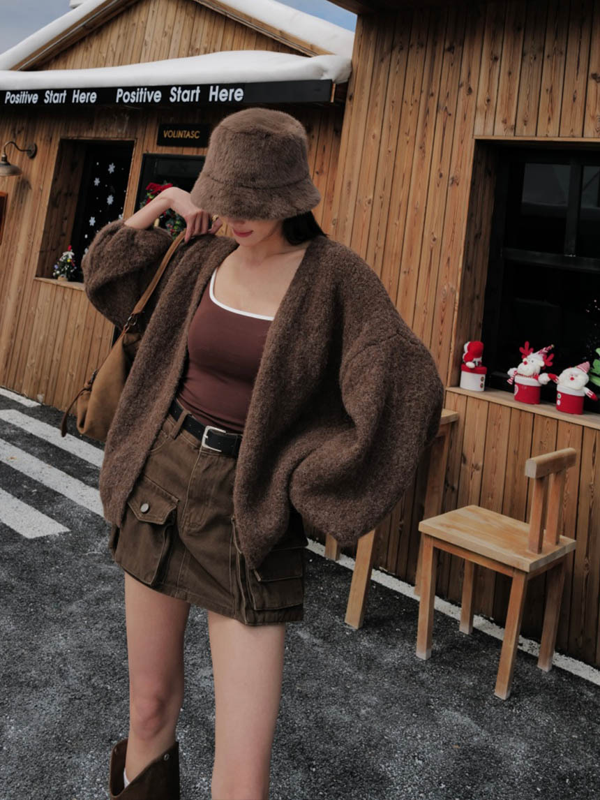 柔毛混毛線開襟衫*5色