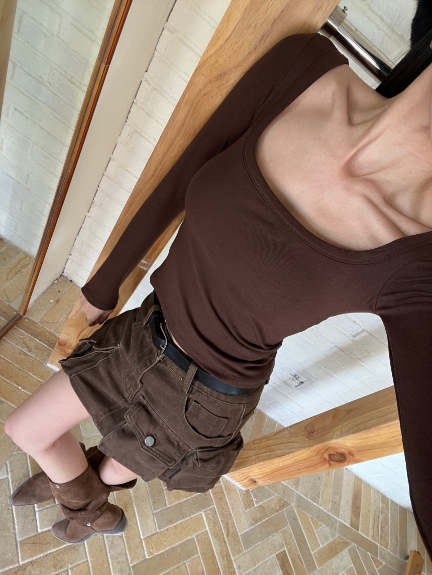 方領磨毛長袖*4色