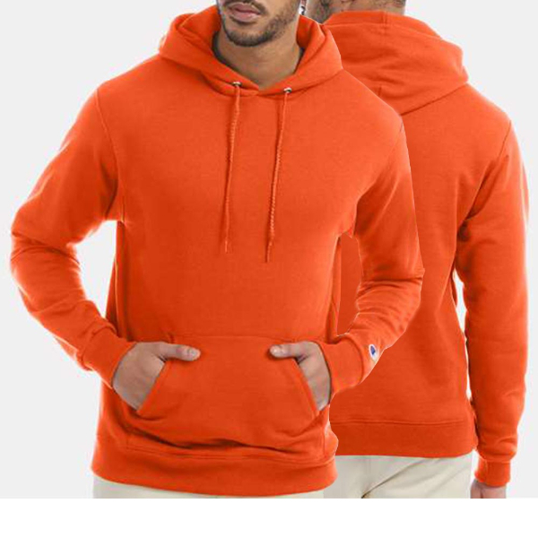 男女款-小C素面內刷毛長袖連帽T重磅9.0-橘色 (經典美規連帽T/保暖大尺碼)