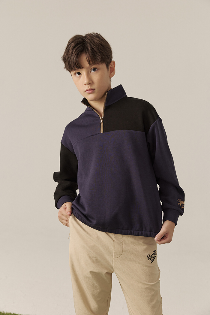 Avant Falcosia  旅行者保暖男童拉鍊衫-午夜黑藍