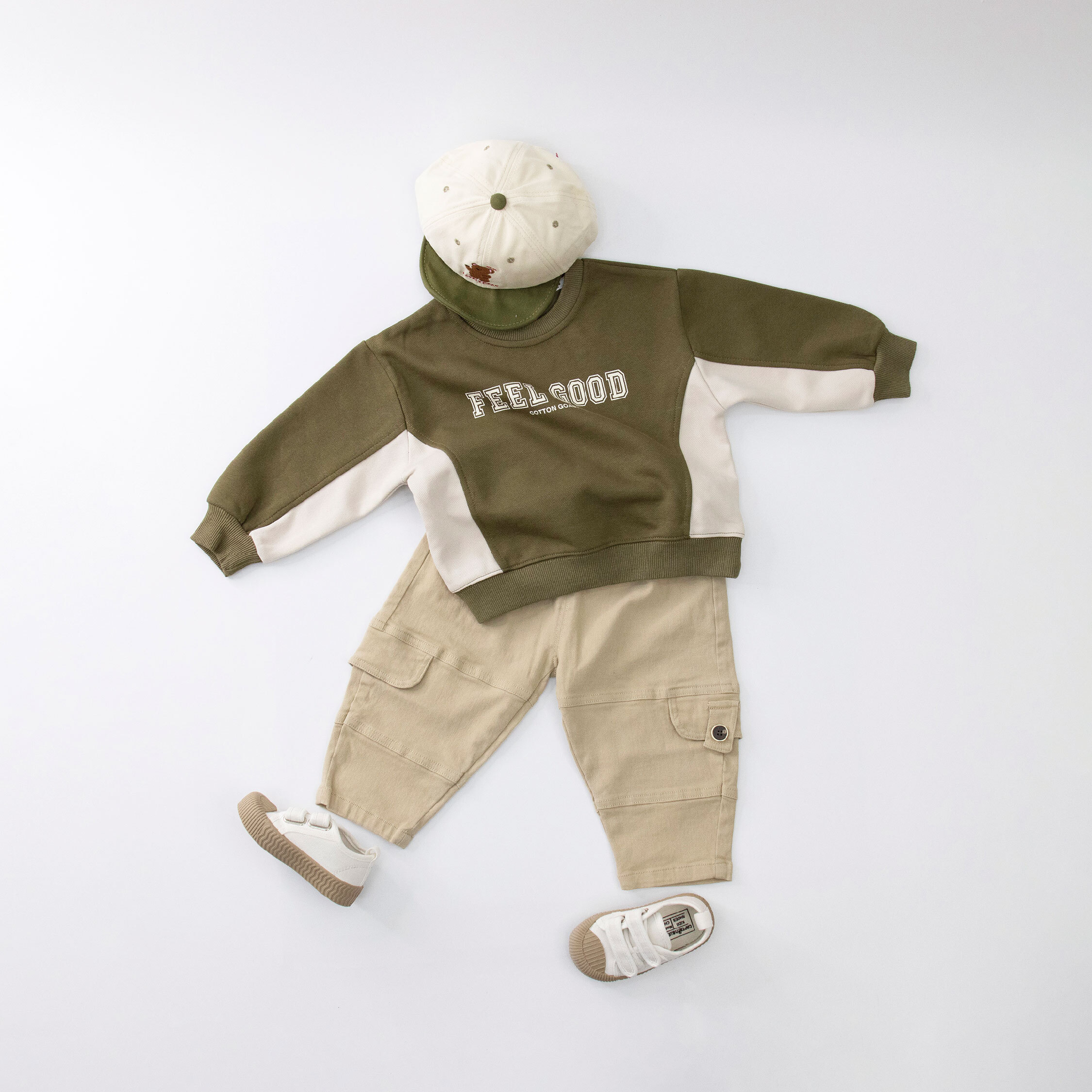 【H35232】復古校園撞色拼接上衣＊二色