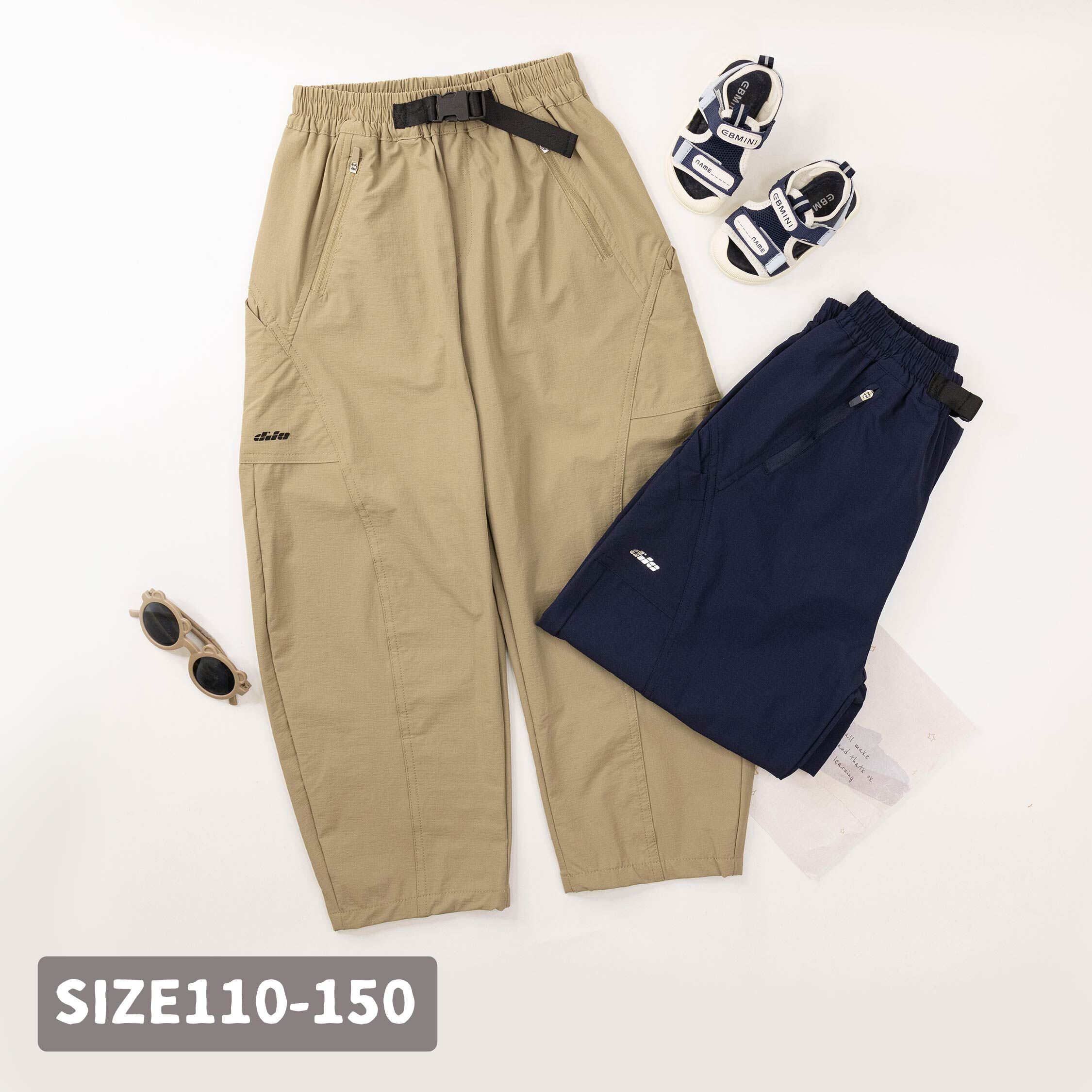 【H55613】帥氣藝術英字裝飾長褲＊二色