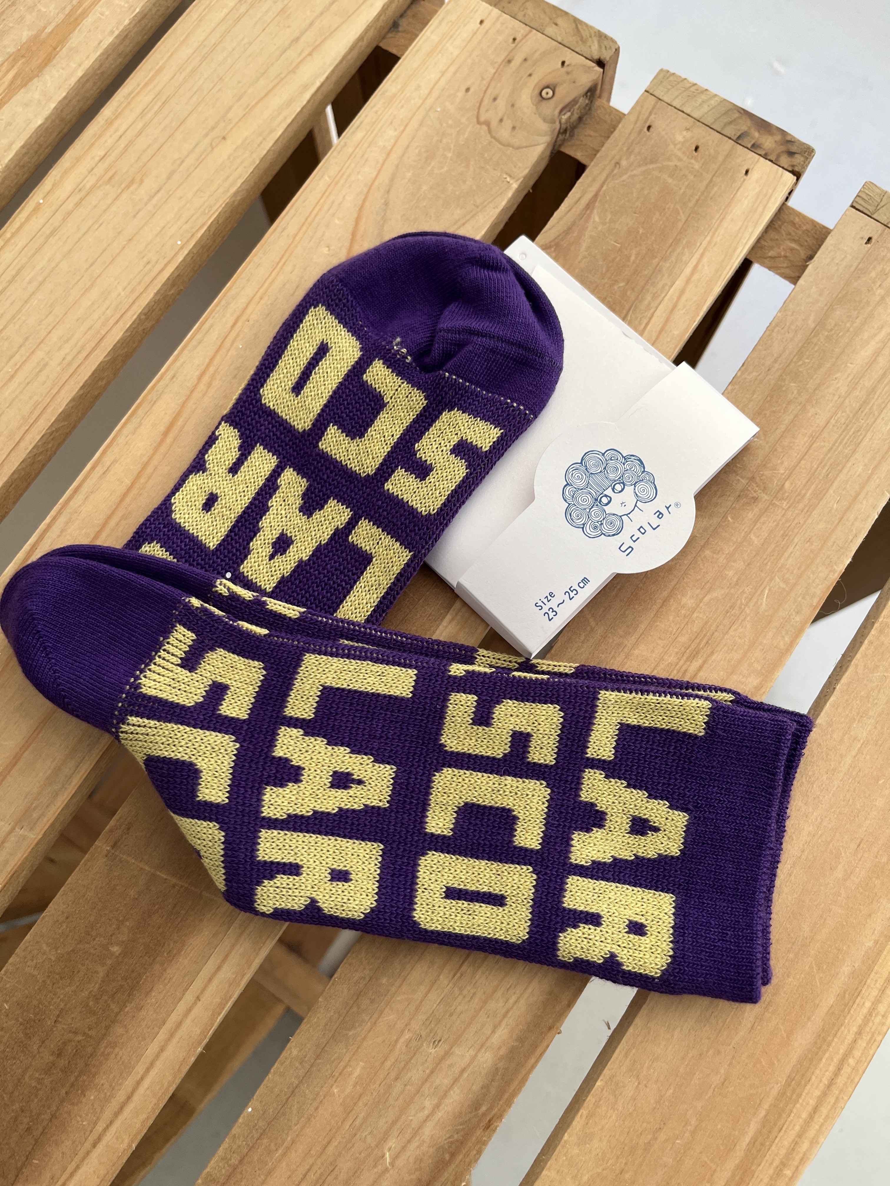 ScoLar紫色英文字母長襪