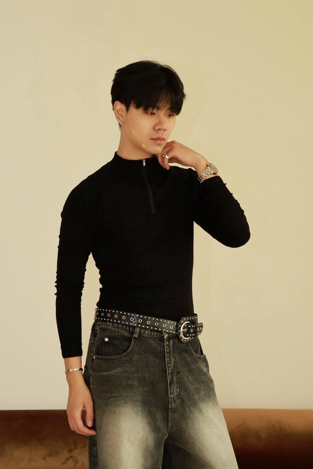 拉鍊 針織 修身 上衣 #長袖