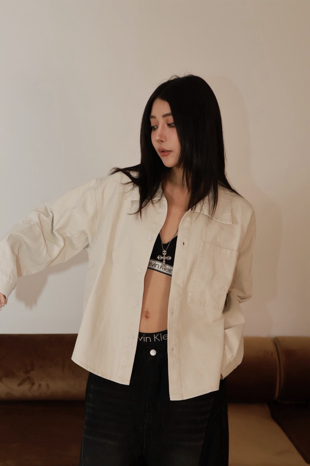 素面 BOXY 完美版型 長袖 #襯衫