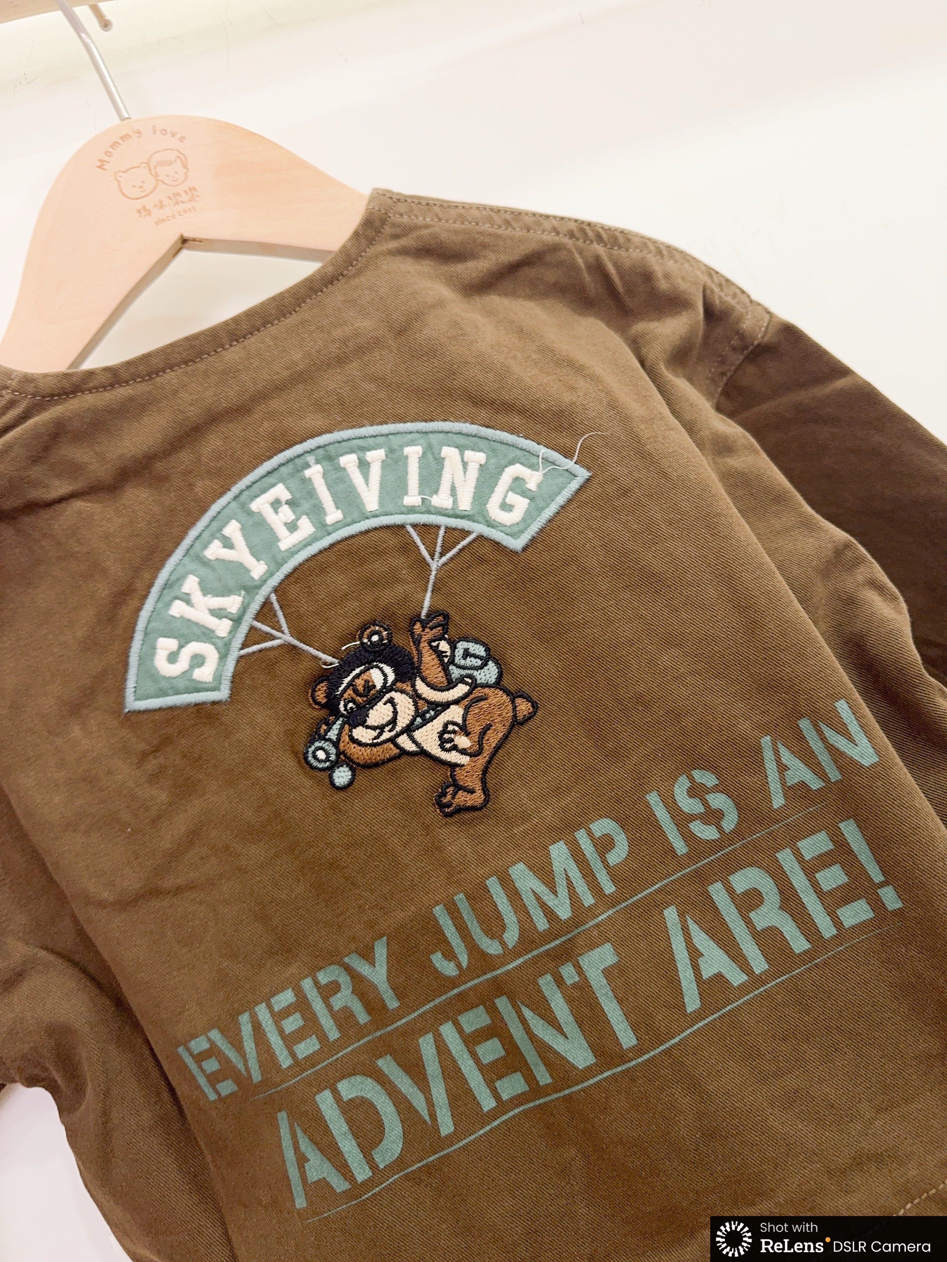 YZ35182刺繡熊無領襯衫外套e15