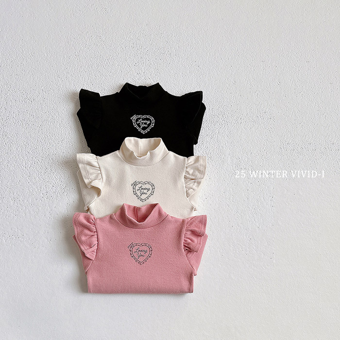 Vivid-I Loving Wing Turtleneck Ruffle Tee