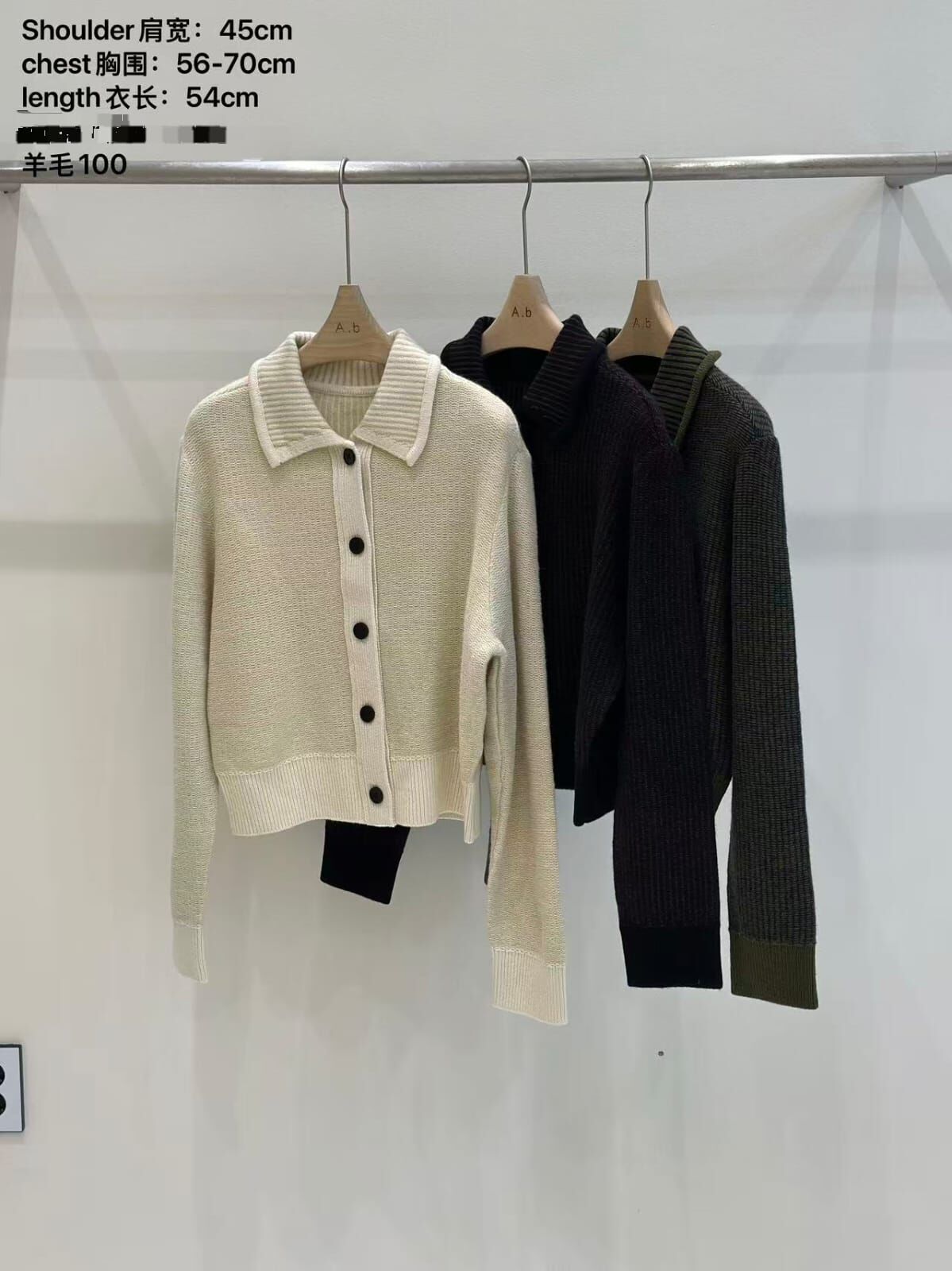 AB5230 100%羊毛翻領排扣上衣