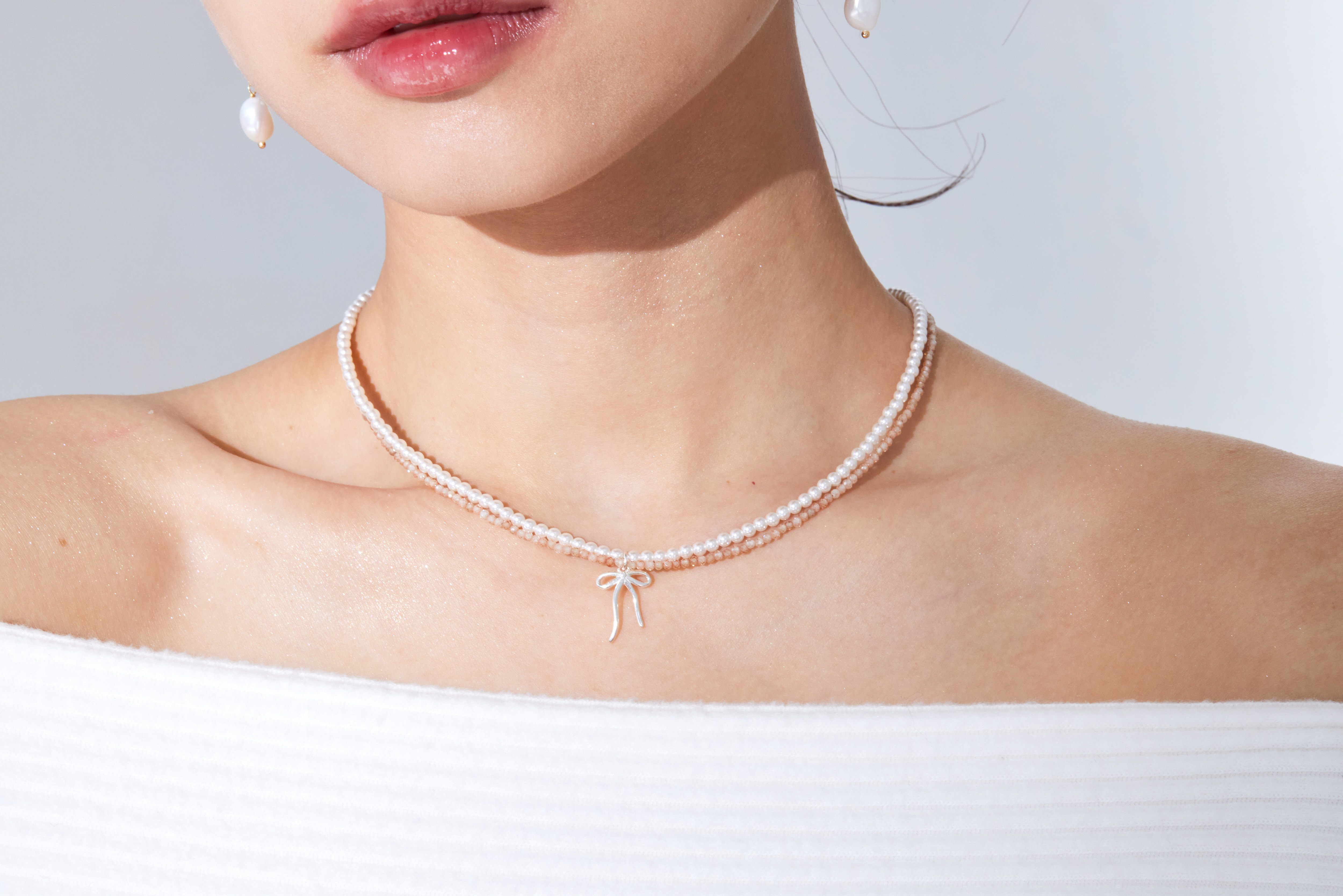 蝴蝶結珍珠項鍊