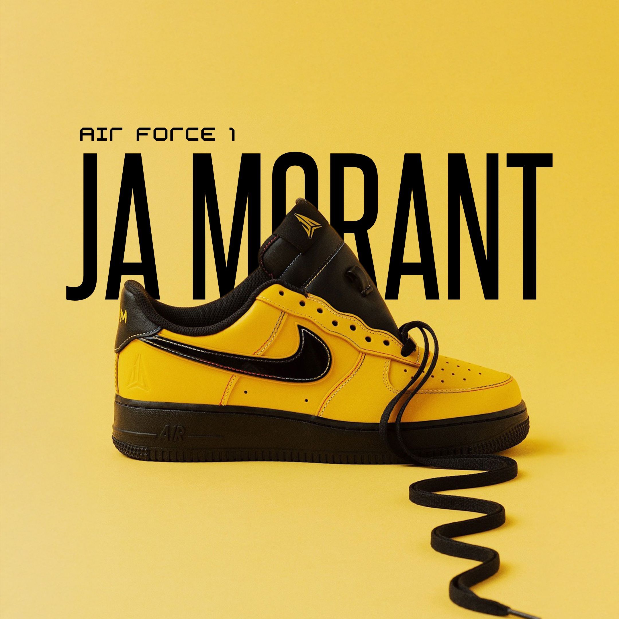 NICEDAY 代購 Nike Air Force 1 x JA Morant 莫蘭特 黃 黃黑 李小龍 黑 漆皮 IQ2713-700