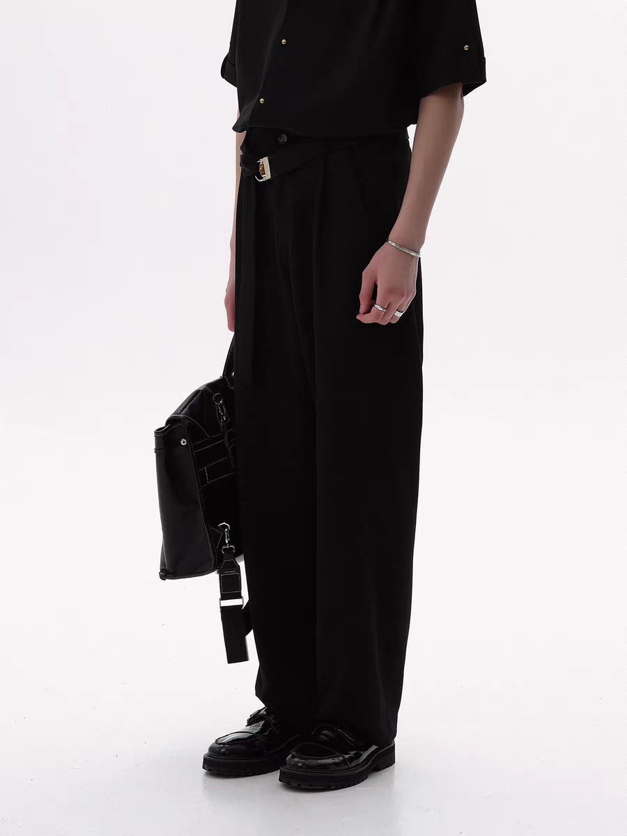104. Black High-Waisted Wide-Leg Trousers With Belt