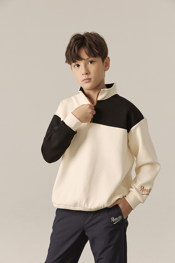 Avant Falcosia  旅行者保暖男童拉鍊衫-復古黑白