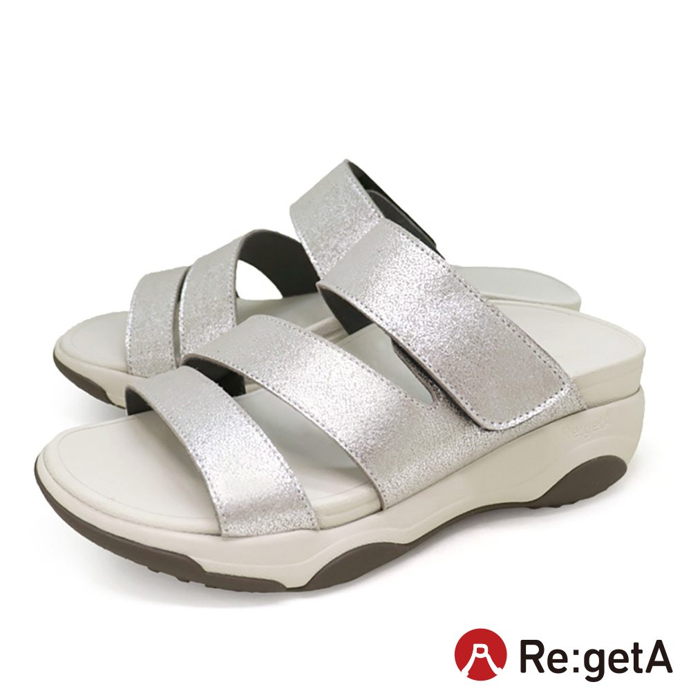 大阪樂步健康鞋 Re:getA輕量魔鬼氈厚底涼鞋RE3002(SIL-銀色)