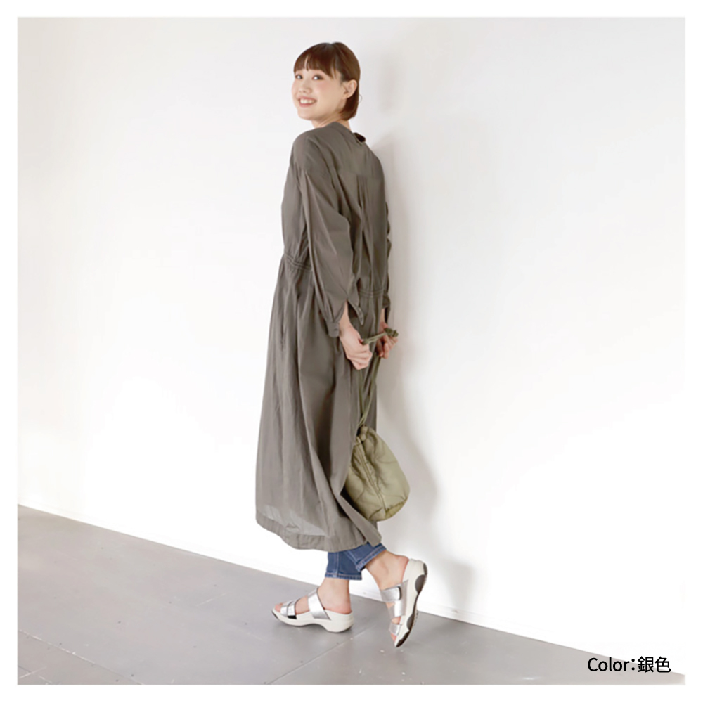 大阪樂步健康鞋 Re:getA輕量魔鬼氈厚底涼鞋RE3002(SIL-銀色)