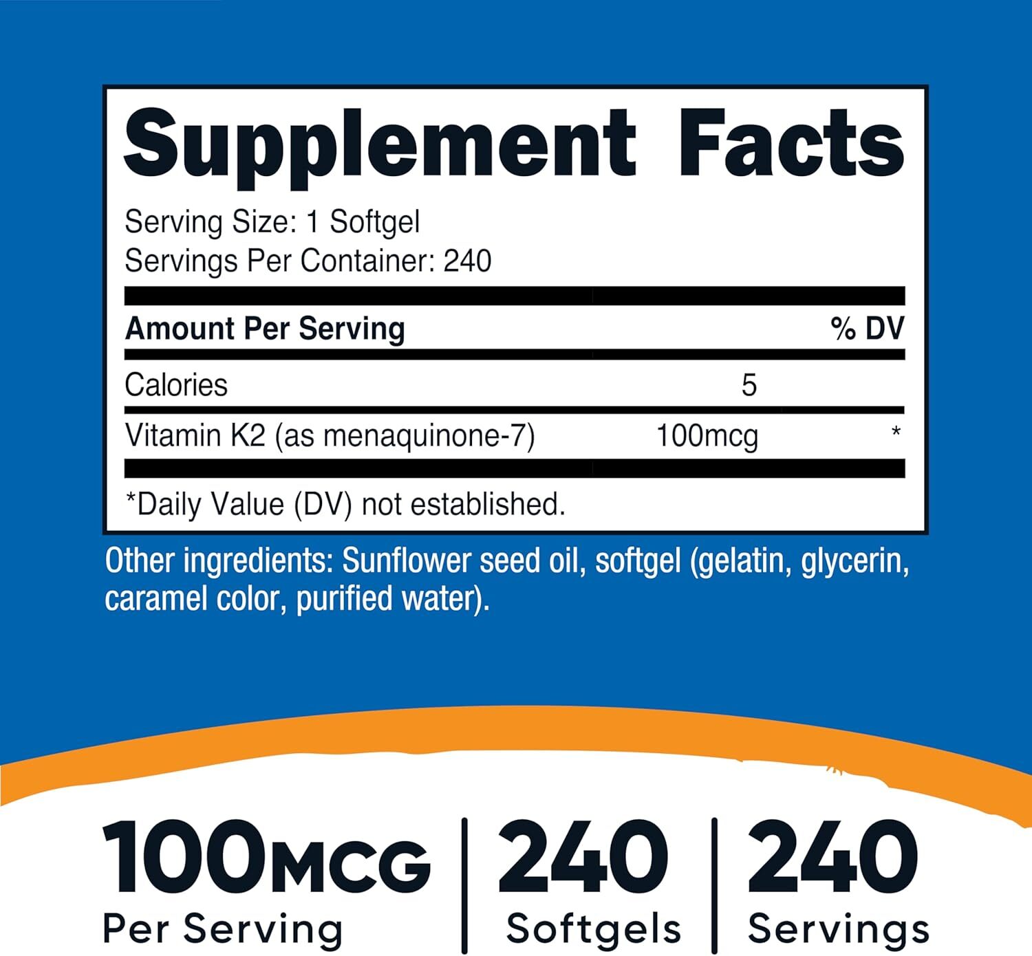 代購 Nutricost, Vitamin K2(MK-7), 100 mcg, 240 Softgels