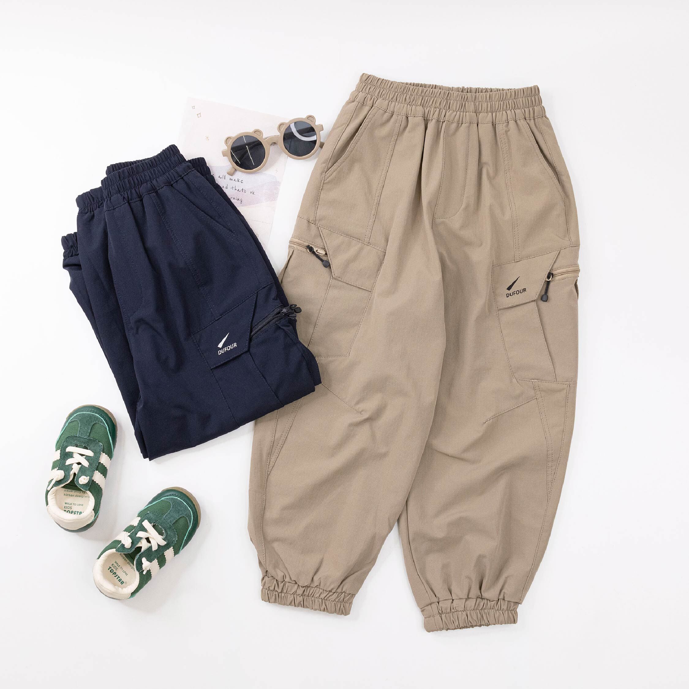 【H55614】潮流立體剪裁設計縮口褲＊二色