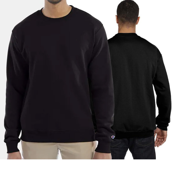 男女款- 小C素面內刷毛長袖大學T重磅9.0 OZ- 黑色(美規大學T/保暖大尺碼)