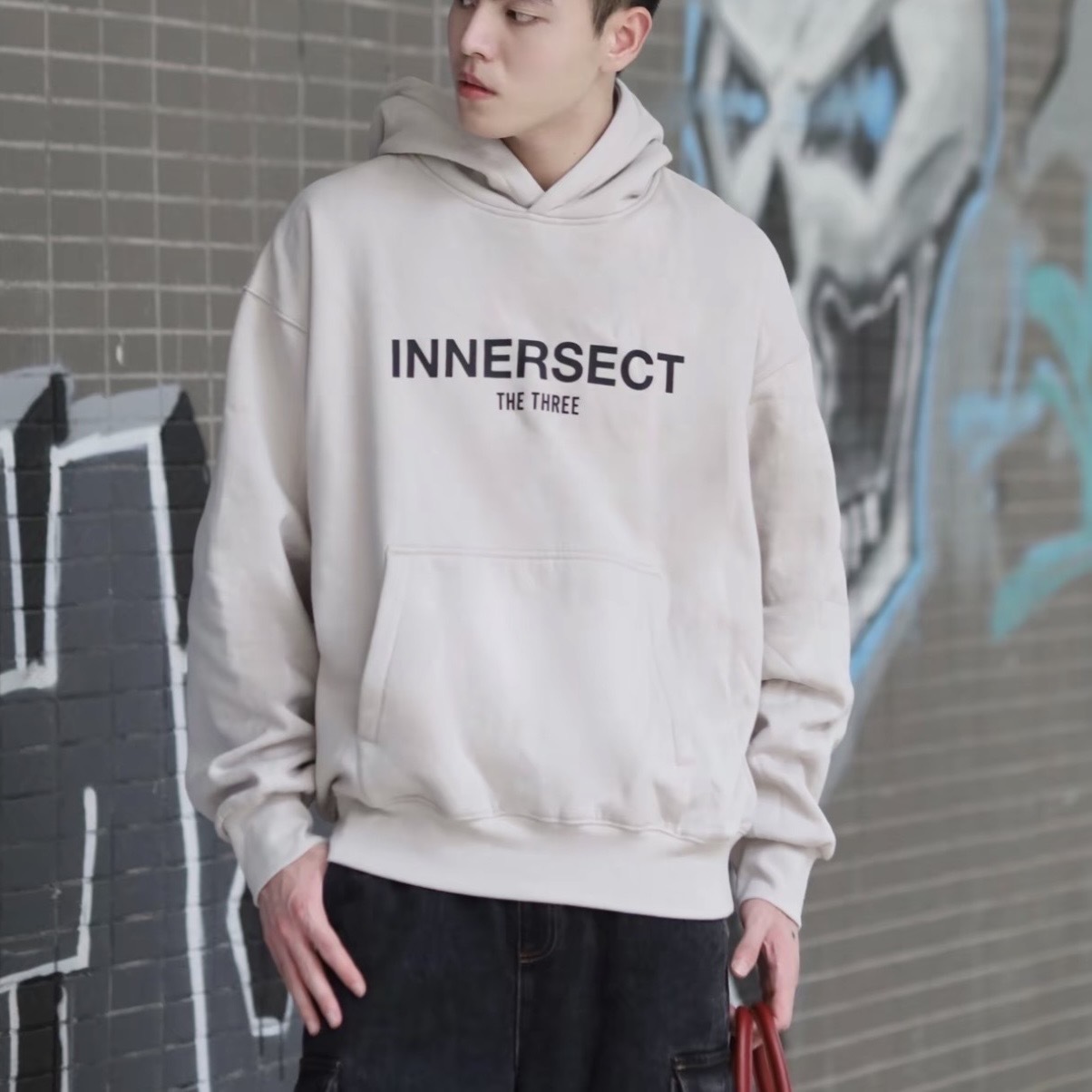 INNERSECT 三生萬物 字母重磅連帽衛衣 上衣 長袖 美式 街頭 寬鬆 INN24FWTHD142
