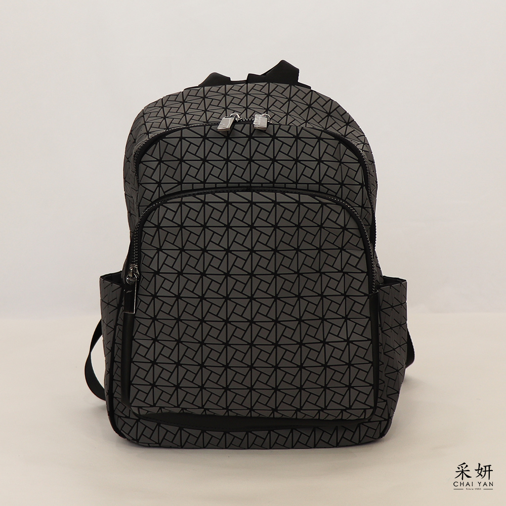 輕量簡約菱格紋防潑水後背包