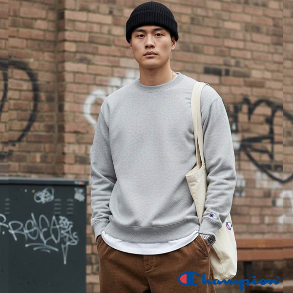 男女款- 小C素面內刷毛長袖大學T重磅9.0 OZ- 灰色(美規大學T/保暖大尺碼)