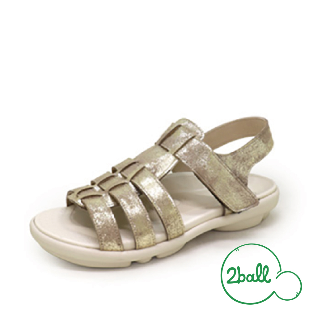 大阪樂步健康鞋 2ball魚骨編織輕量後帶涼鞋TB204(GLD-金色/GUM-銀色/BLKXBLK-純黑)