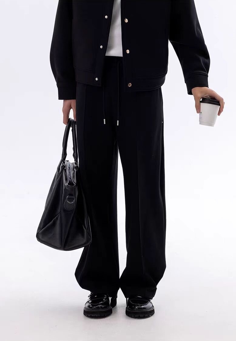 108. Black Wide-Leg Drawstring Pants