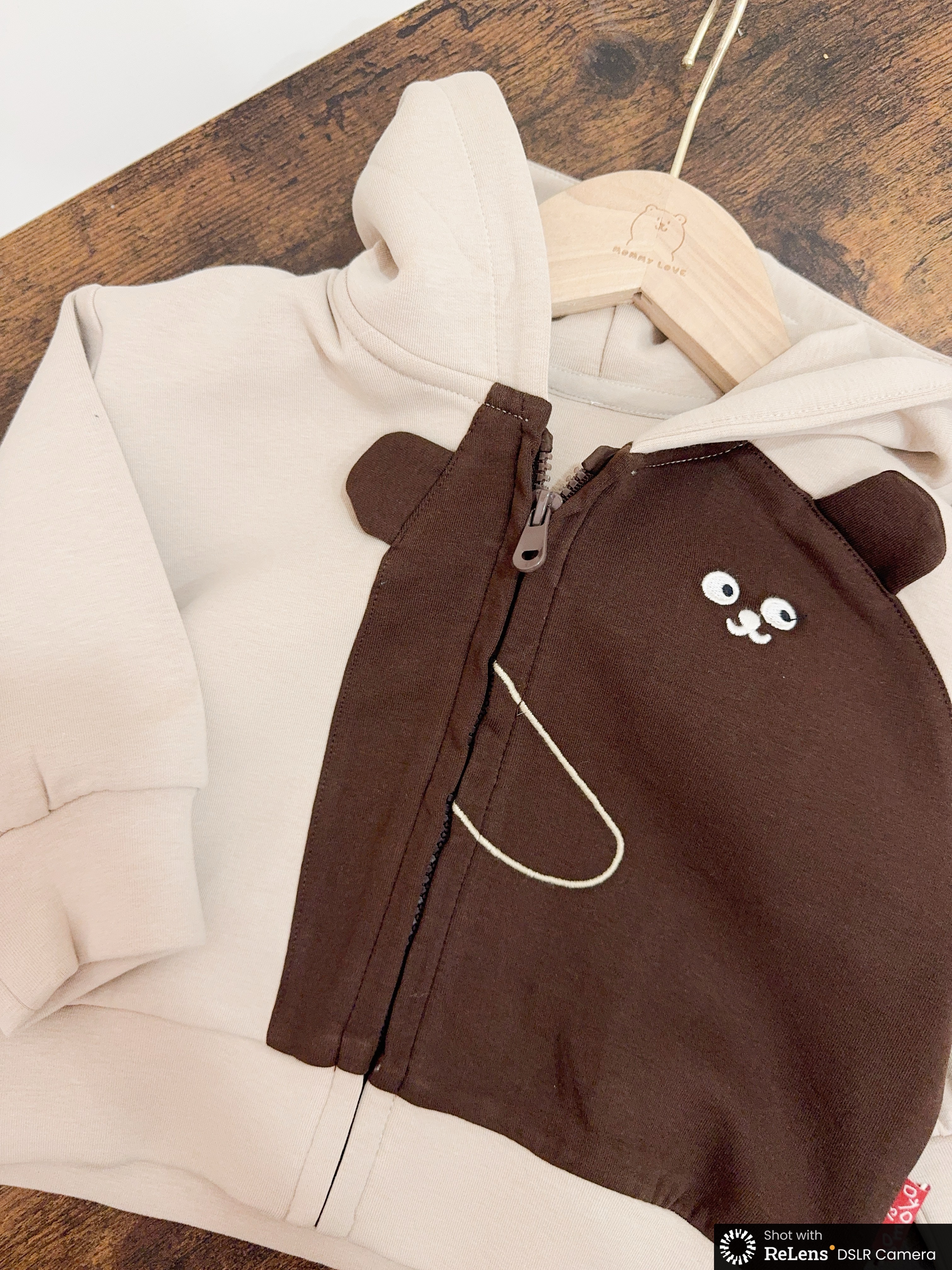 wz35020小熊拼色連帽外套