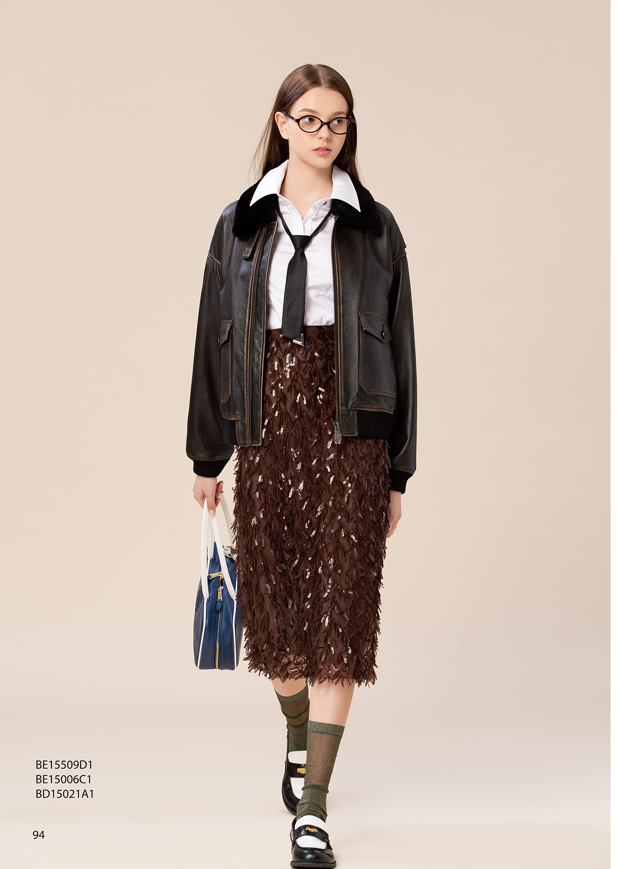 BE15006C1 暮色繁華亮片層疊直筒中長裙