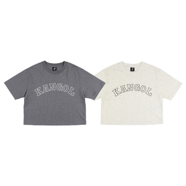 KANGOL 短T 灰白 米白 印花LOGO 短版 短袖 女 6422100810 6422100800