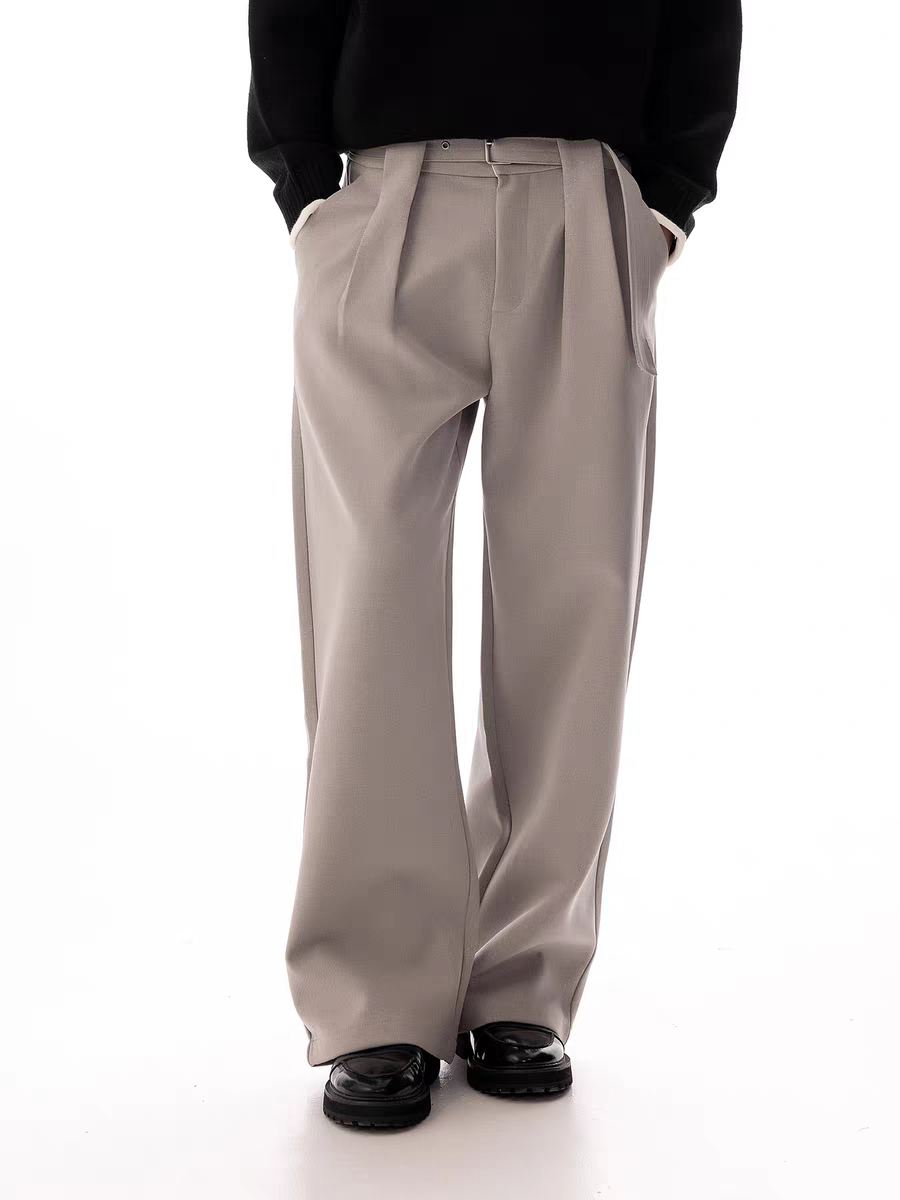 111. Grey Wide-Leg Trousers With Belt