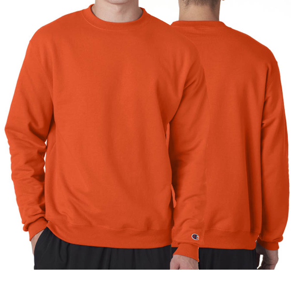 男女款- 小C素面內刷毛長袖大學T重磅9.0 OZ- 橘色 (美規大學T/保暖大尺碼)