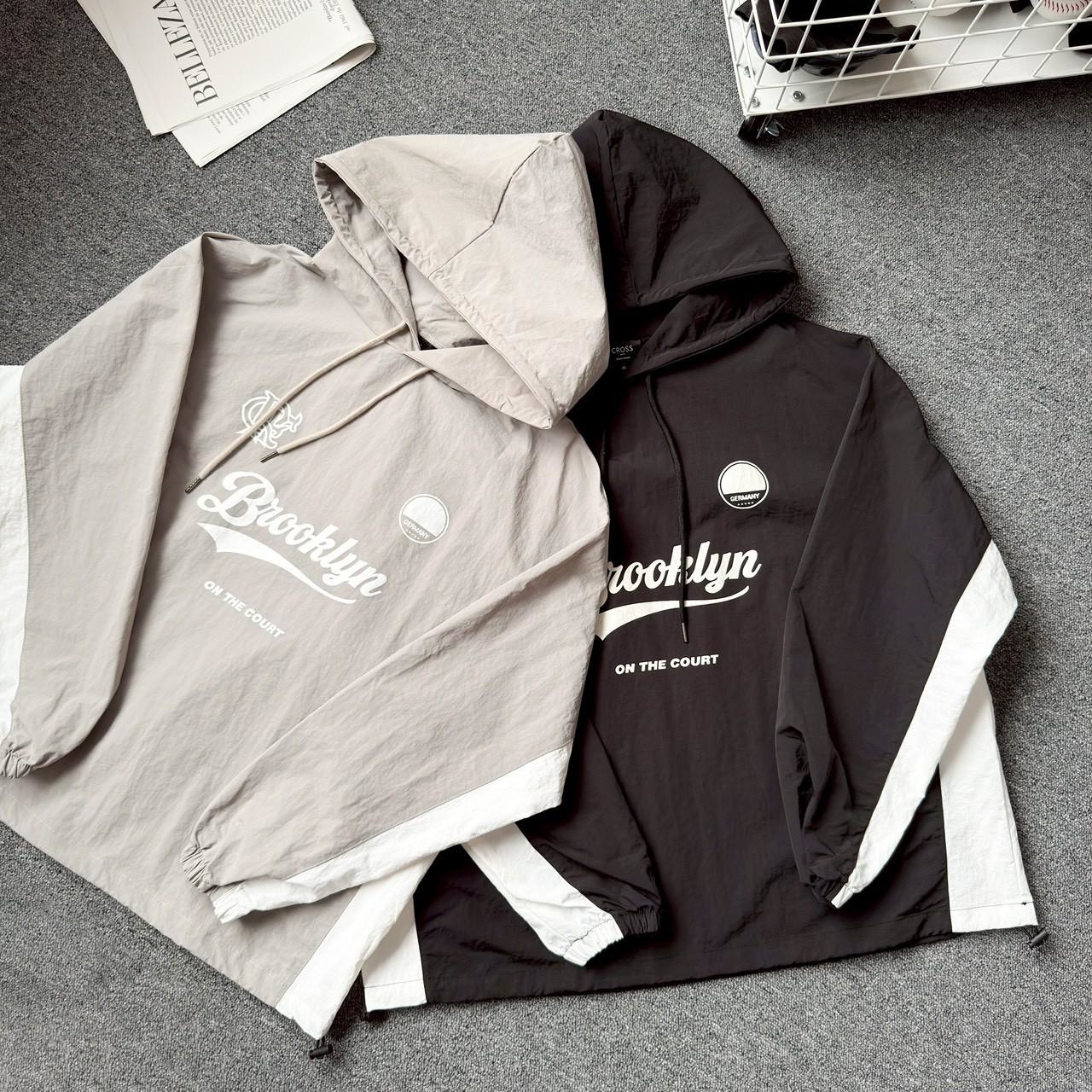 Brooklyn 連帽拼接印花風衣 98264