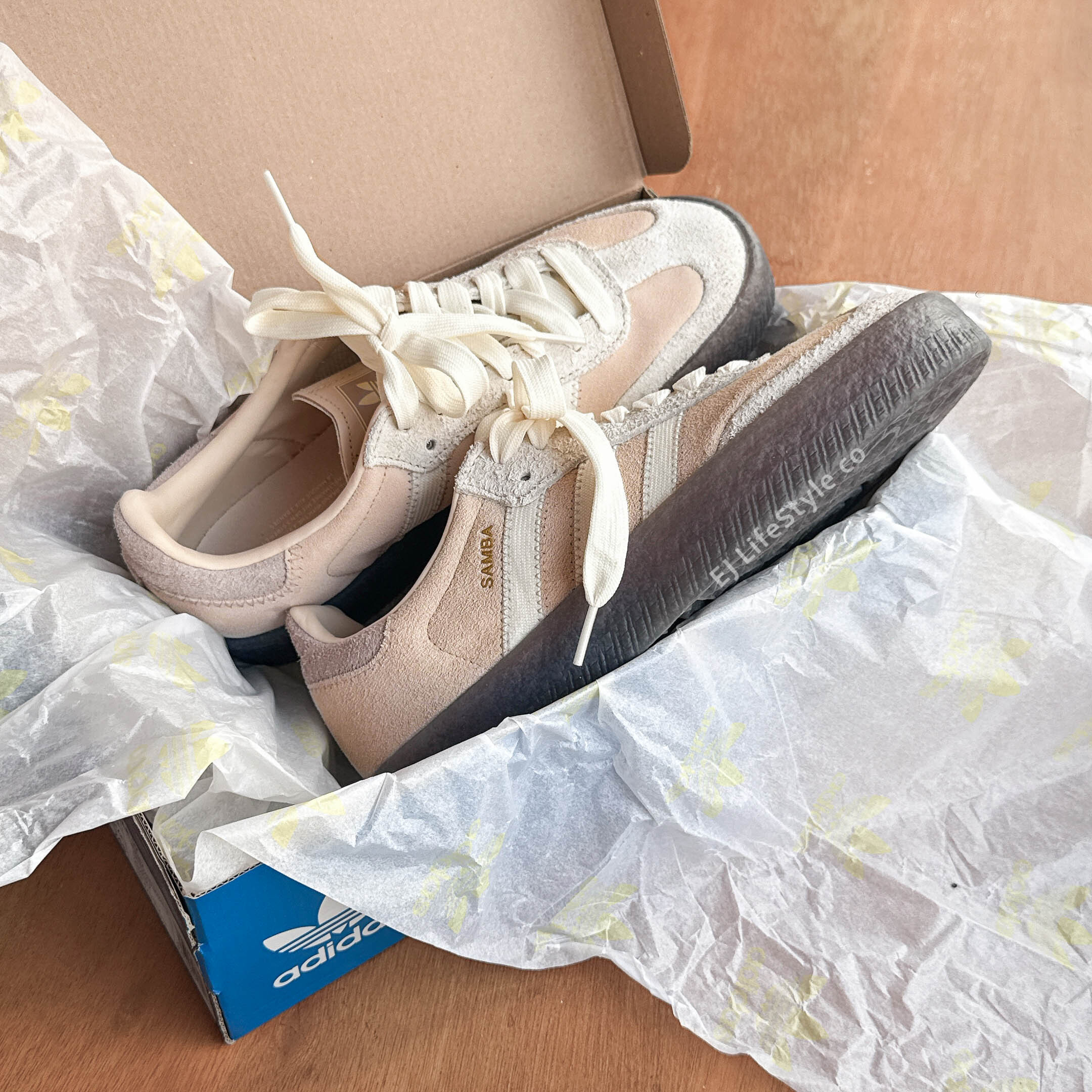 ADIDAS SAMBAE 淡奶茶 米色 米白 奶油色 奶杏 焦糖底 厚底 增高 女鞋 JI3882 / 現貨