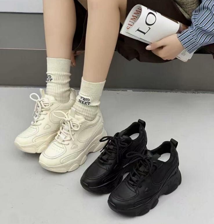 DD04  自信厚底鞋  牛皮  內高約3寸 足碼   SIZE:225-250 $569 韓國牌子 中國製造 校長自留款❤️