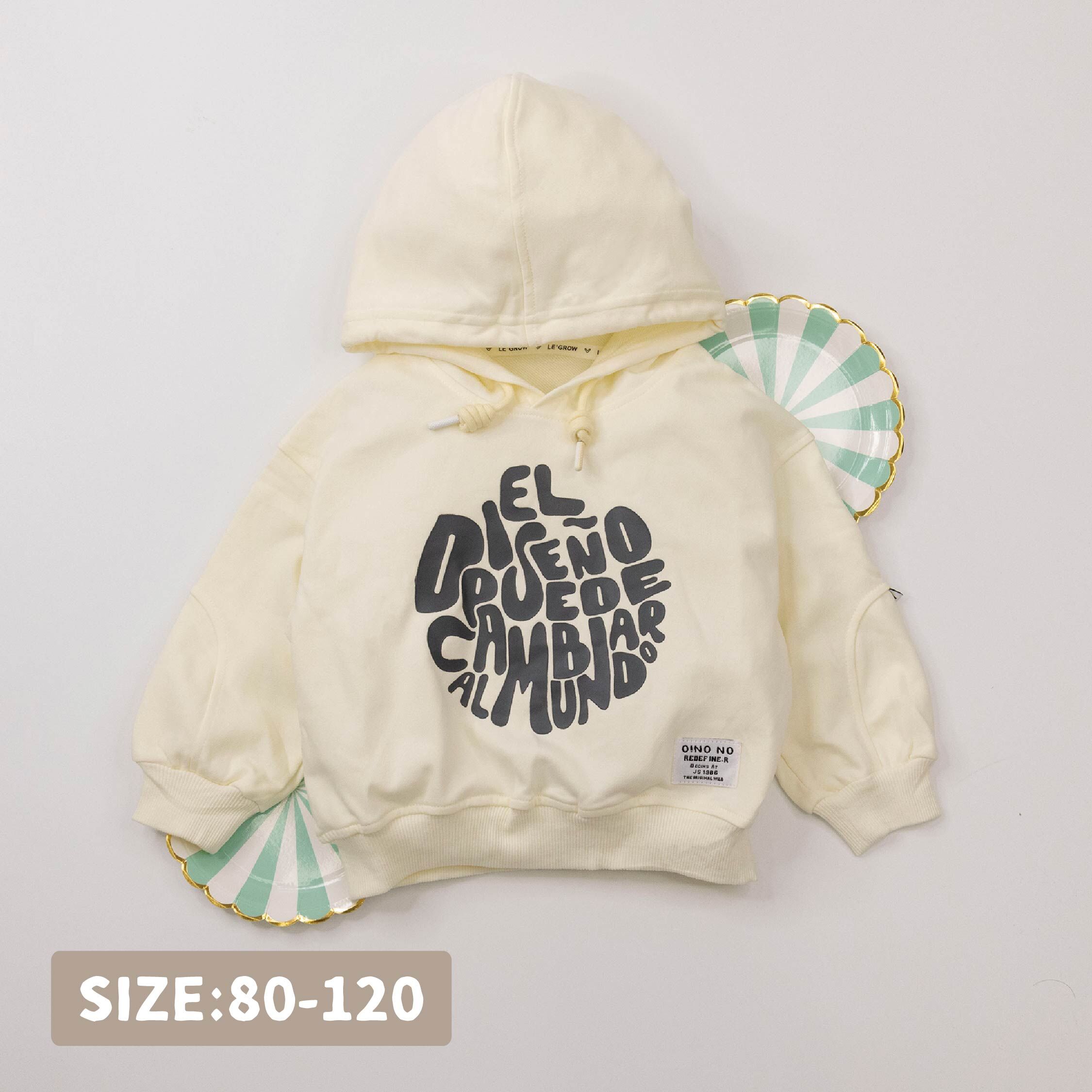 【H35526】美式潮流印花連帽上衣/帽T