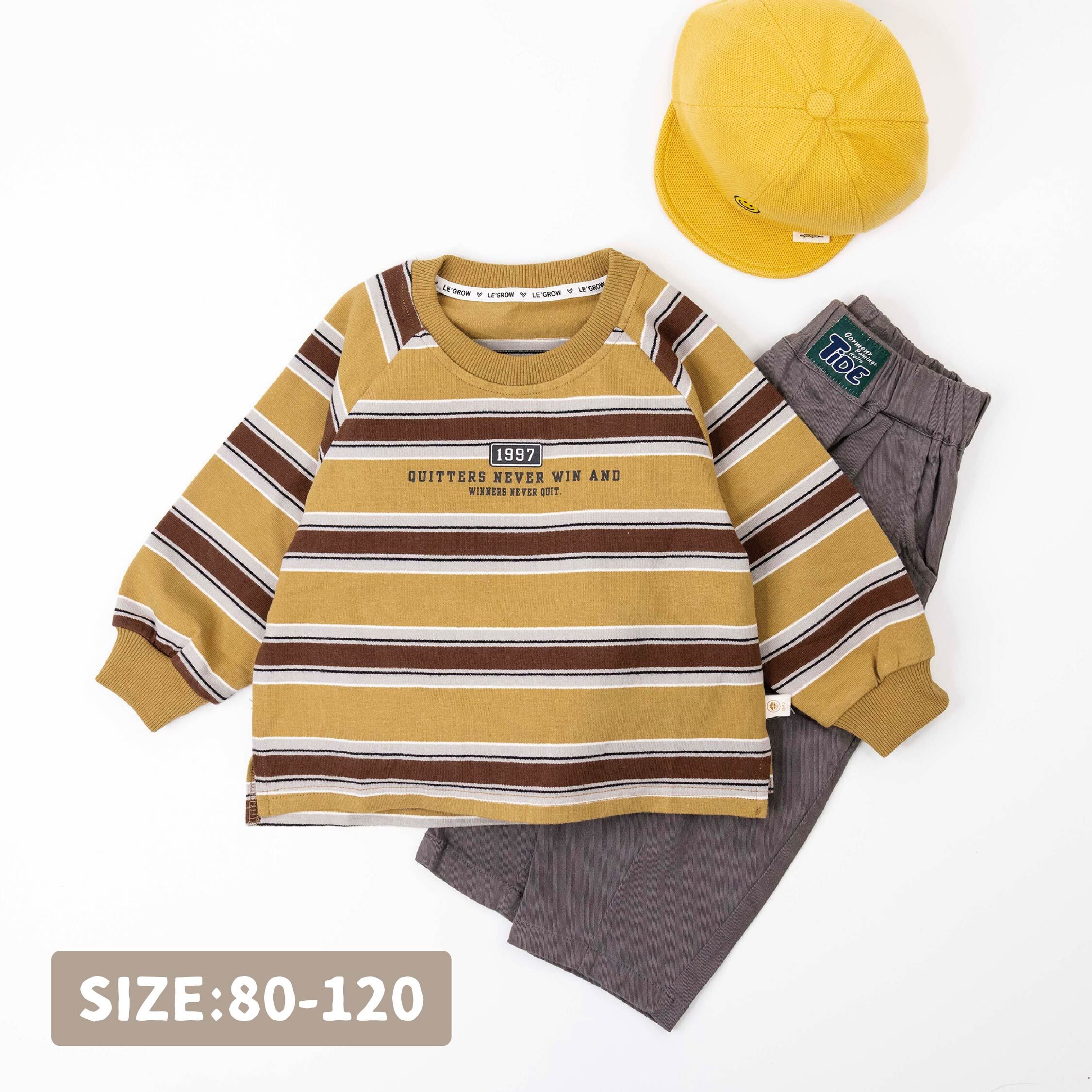 【H35530】潮流1997字母印花條紋上衣