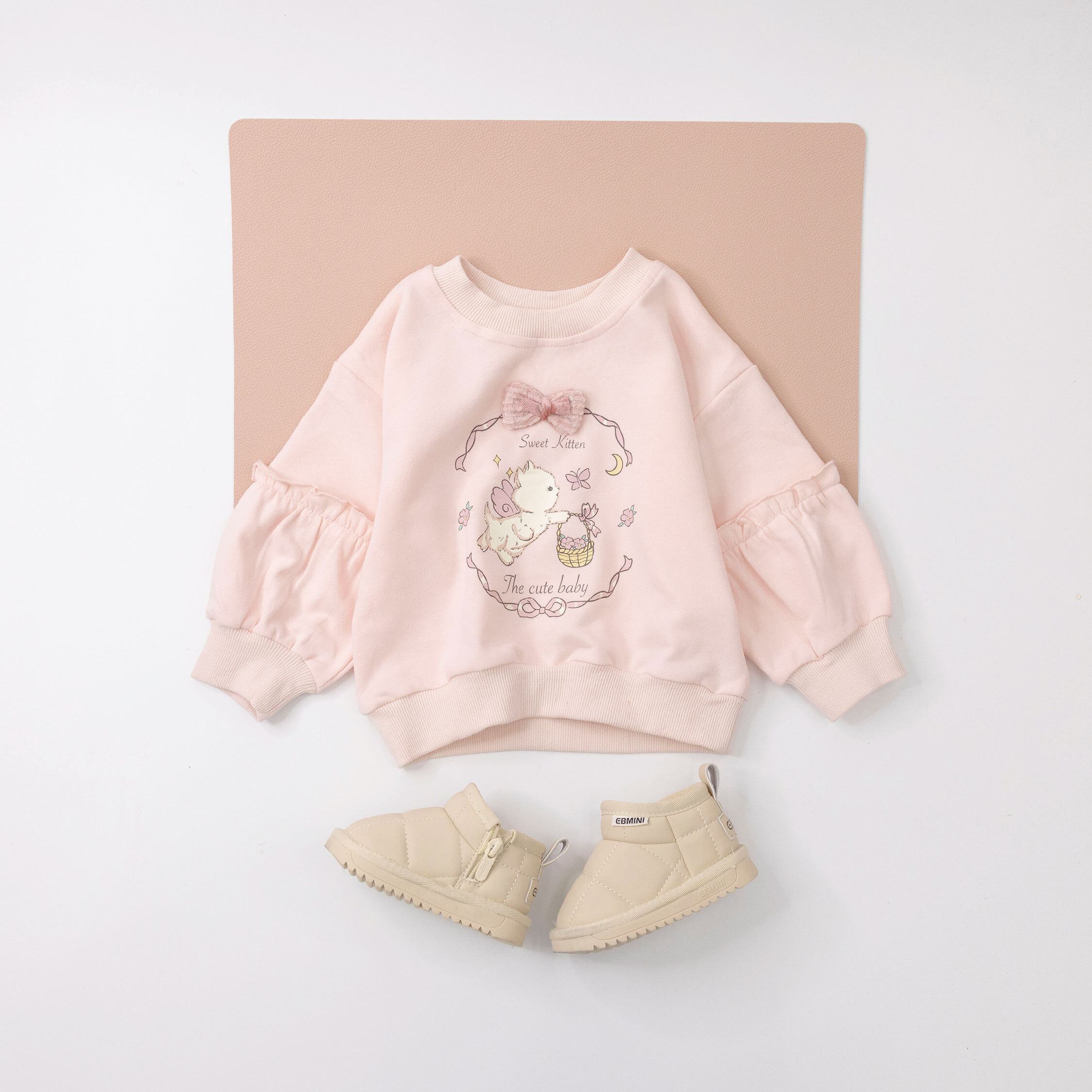 【H35615】精靈小貓立體蝴蝶結上衣