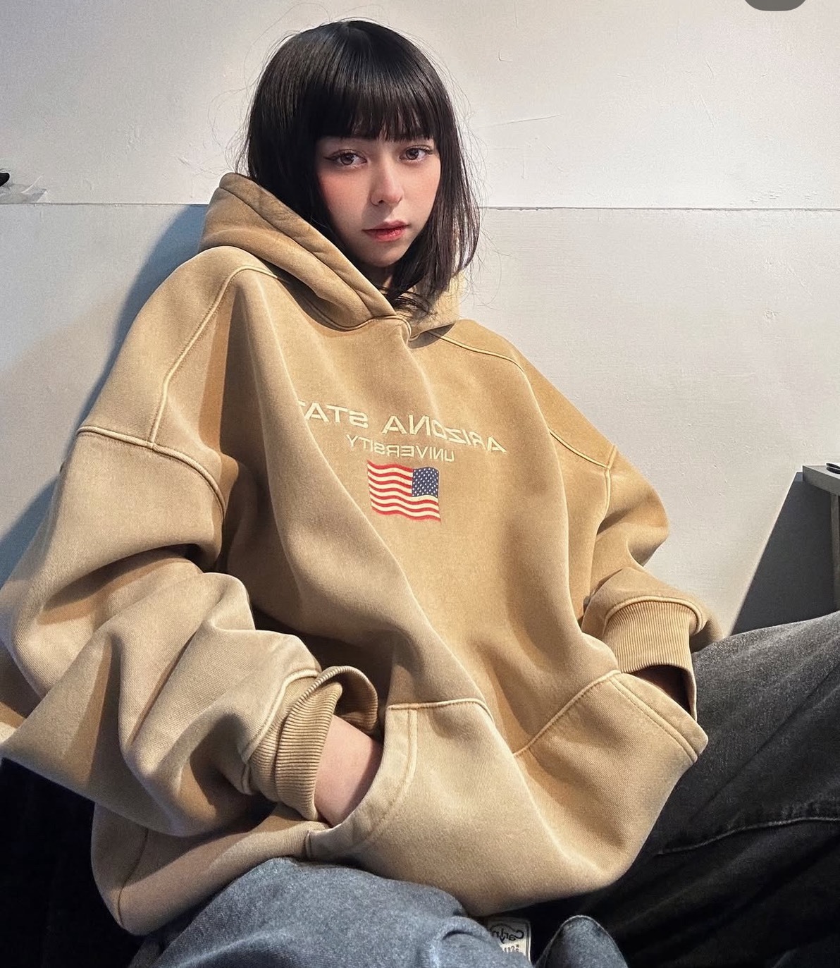 重磅刺繡刷毛帽踢