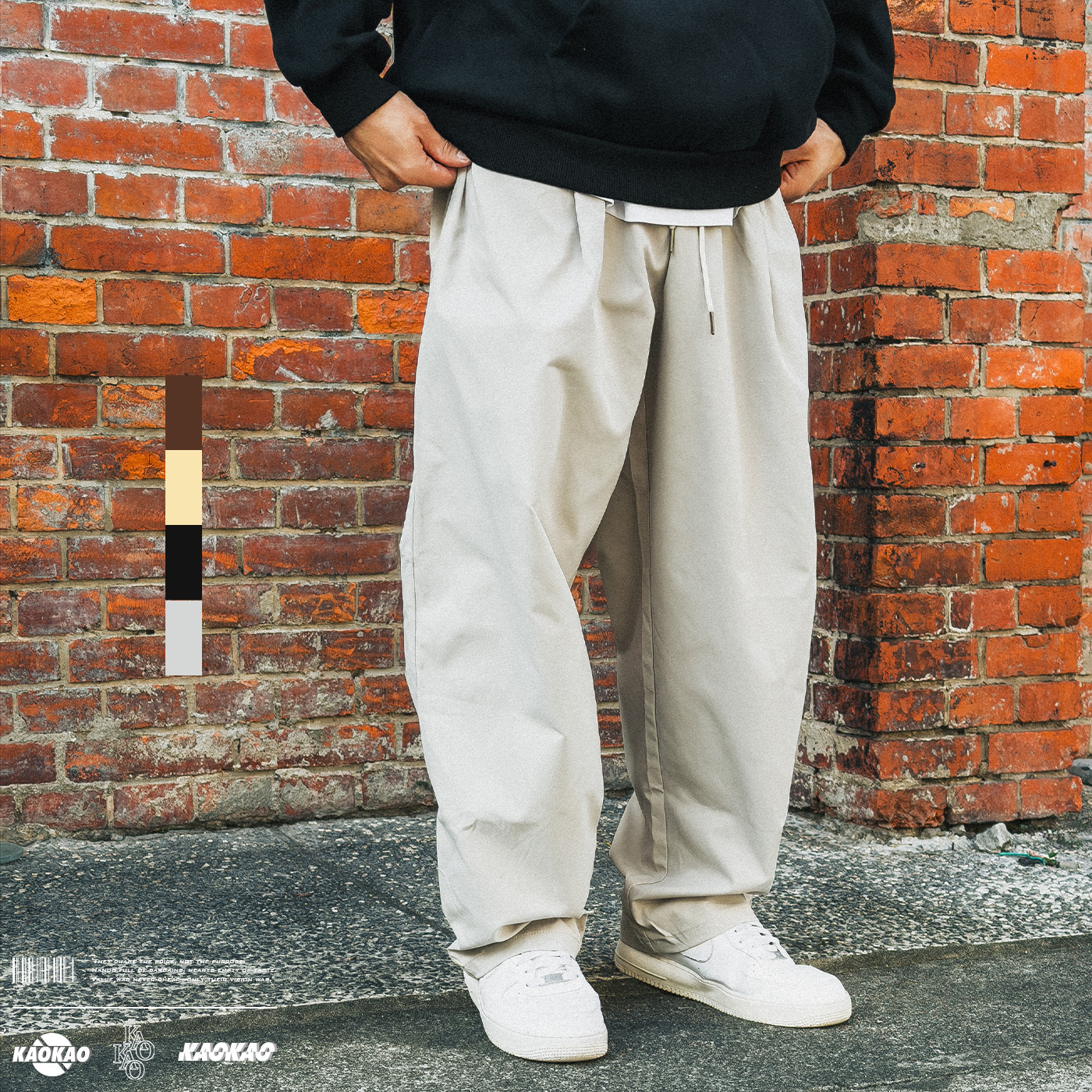 NATURE 垂感寬鬆 休閒褲 日系復古打褶 收腳抽繩【MK2402-1】