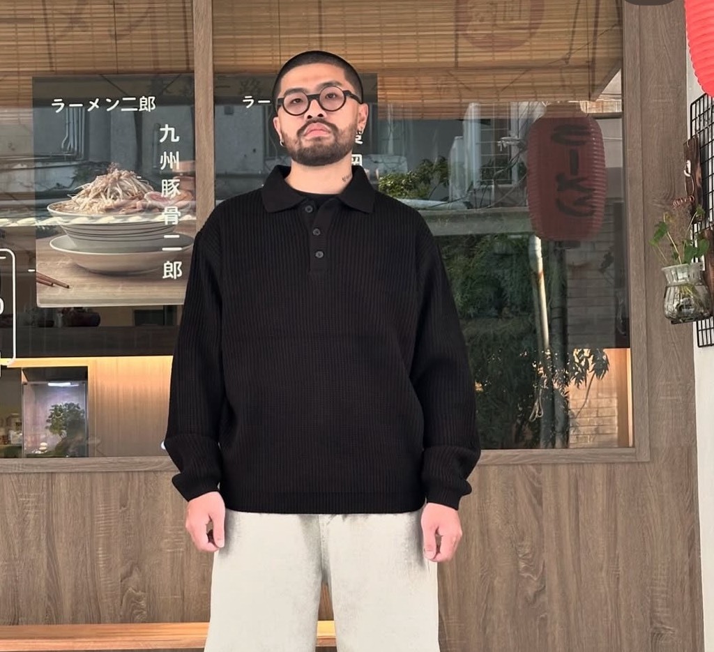 POLO鈕扣針織長踢