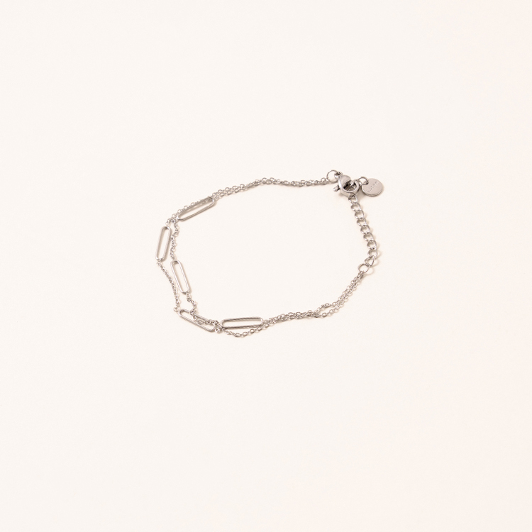 miramira純映｜極簡幾何方形圈手環/鍊C0608-銀90111