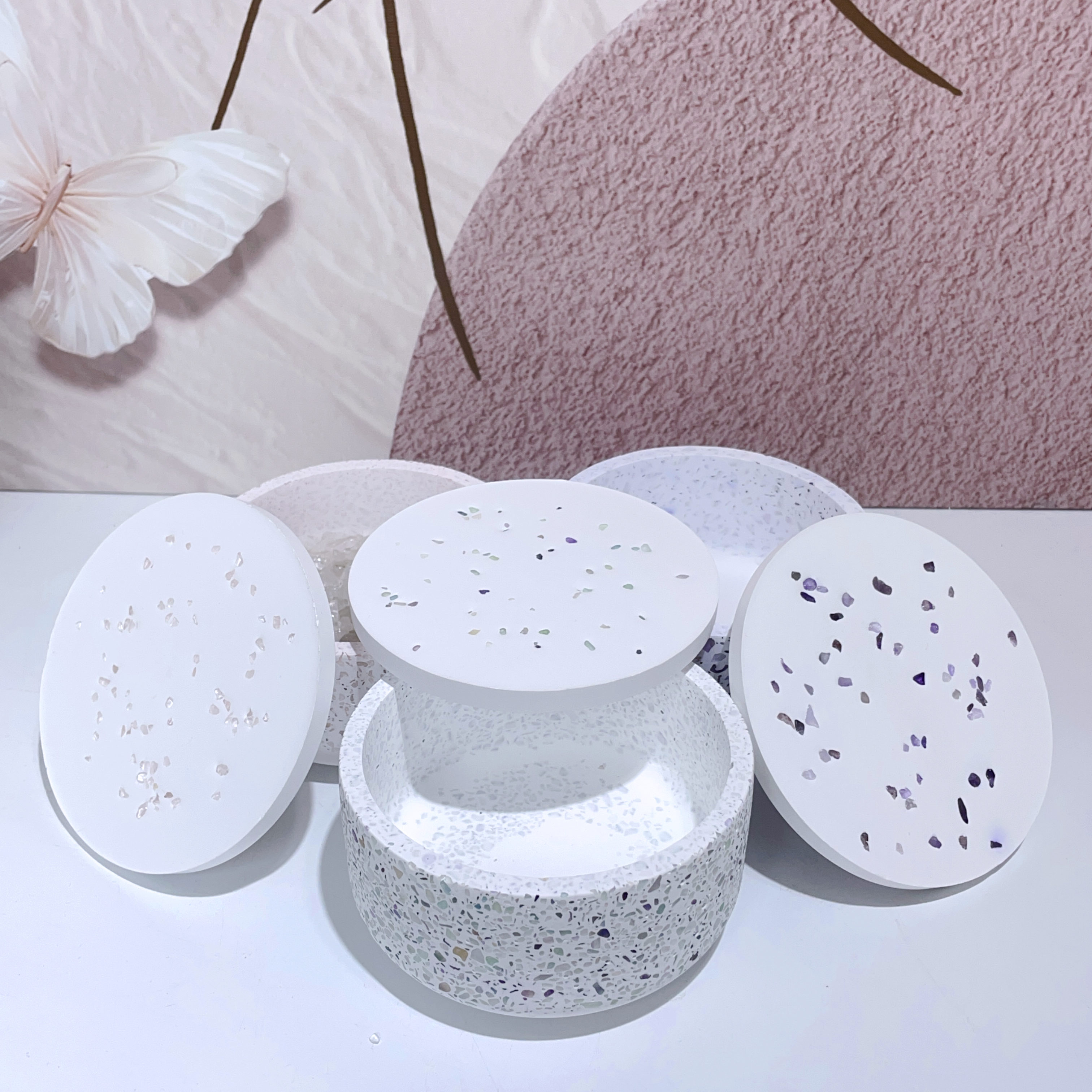 水晶碎石拼石膏消磁碗套裝