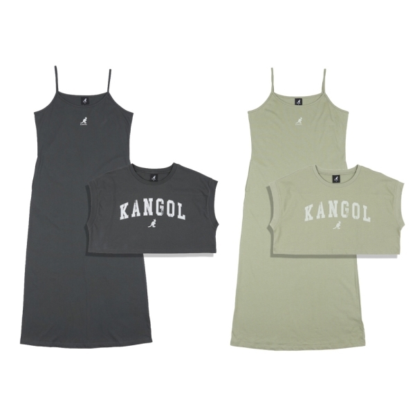 KANGOL 洋裝 兩件式 短版T 背心長裙 女 6422158110 6422158171