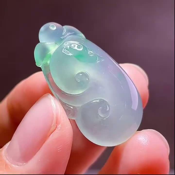 翡翠如意吊墜,天然翡翠A玉, 緬甸玉, Jade, Jadeite