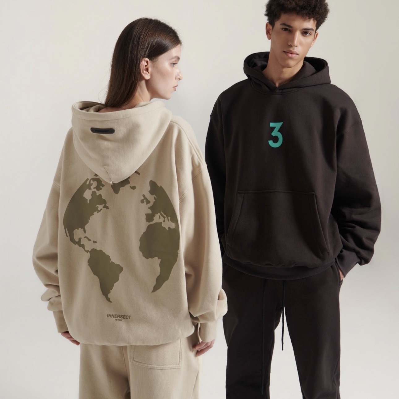 INNERSECT 三生萬物 地球 經典數字 加絨帽T 連帽衛衣 美式街頭 INN24FWTHD196