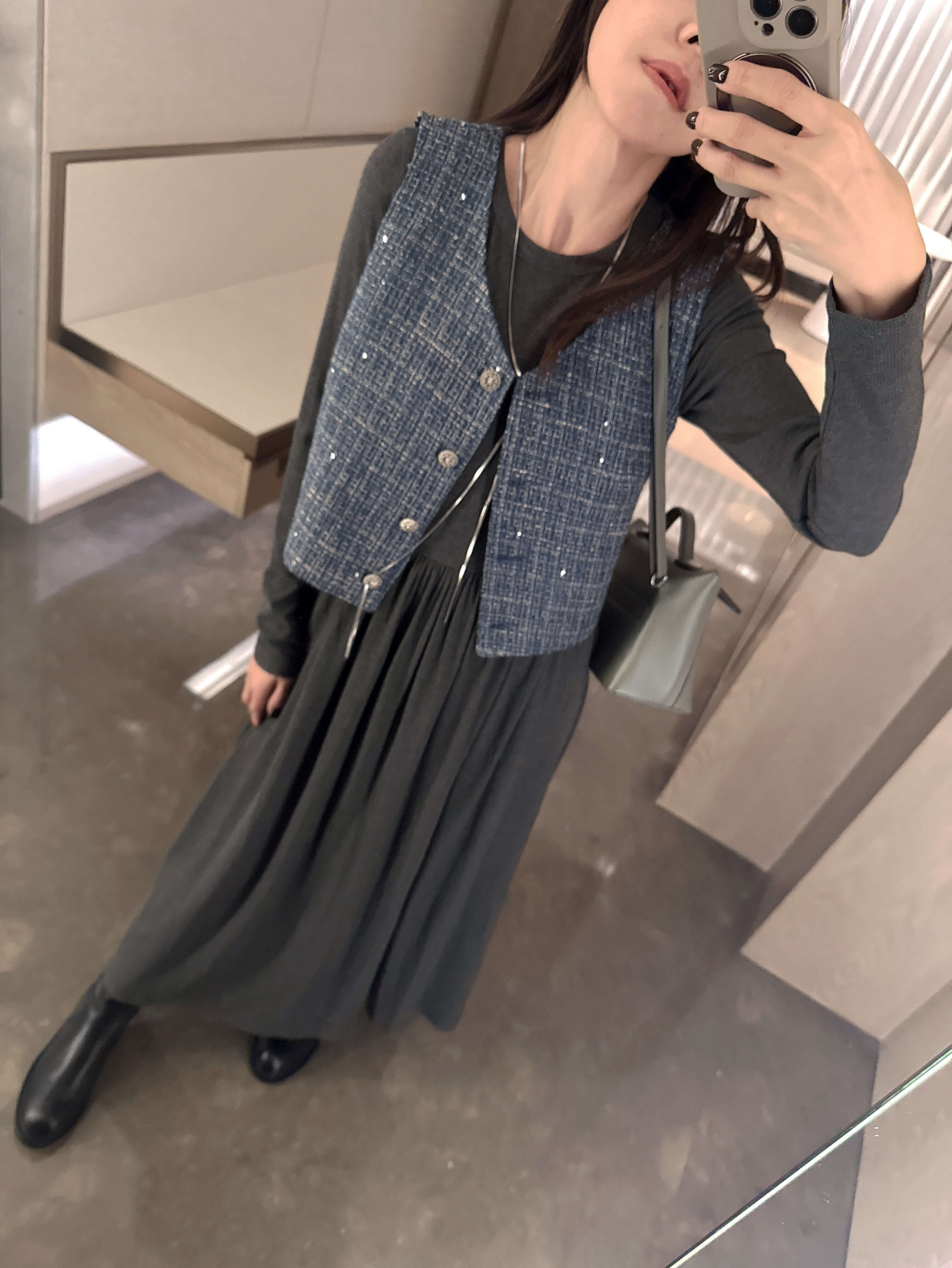 Rib Stretch Long Sleeves Belted Midi Dress_DS2411L13